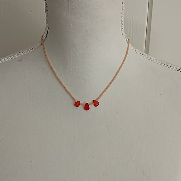 Carnelian / Seed Bead Necklace Vintage 70s - Picture 7 of 10